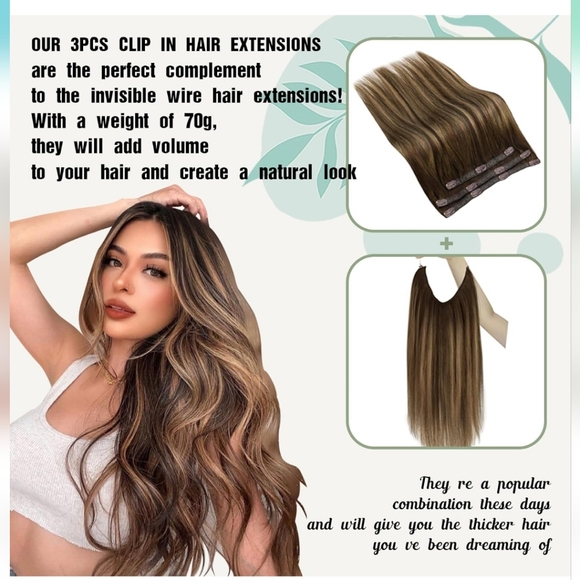 Clip in Hair Extensions Human Hair - Picture 3 of 6